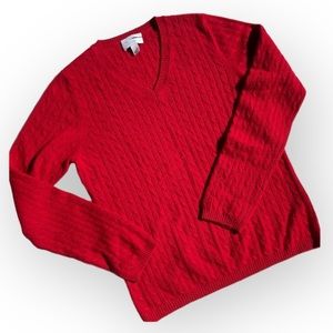 CHARTER Club 100% 2-Ply Cashmere Luxury Cable Knit red sweater in size small